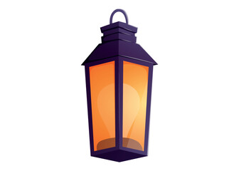 Vintage glowing lantern with warm orange light and dark top. Vector isolated cartoon illustration for fairytale, festive, or fantasy design, game assets, and decorative elements.