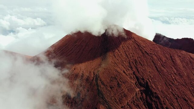 Mount Kerinci is the highest mountain in Sumatra and the highest volcano in Indonesia with an altitude of 3805 masl in the Kerinci Seblat National Park area. Kayu Aro, Kerinci, Jambi, Indonesia, Asia.
