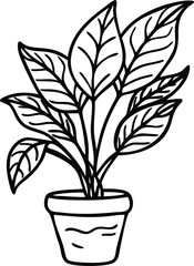 Minimalist Black & White Line Art Drawing of a Peaceful Silhouette