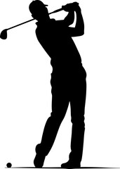Silhouette of a Golfer Swinging a Club 