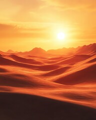 Fototapeta premium Majestic sunset over undulating desert dunes.