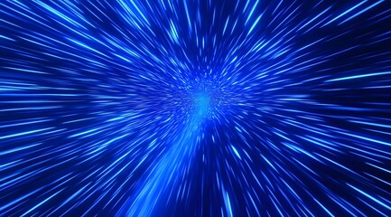 Blue background with speed lines and light effects, representing fast digital technology in motion.