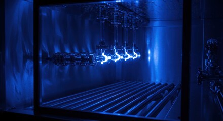 Blue Neon Lighting Inside Metal Chamber