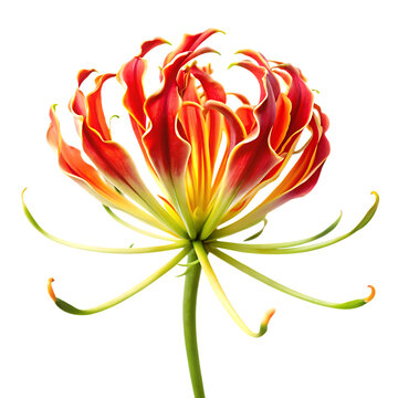 Gloriosa lily flower isolated on a white background png ai generated