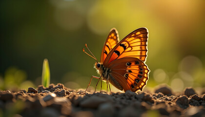 Obraz premium Orange Butterfly on Ground