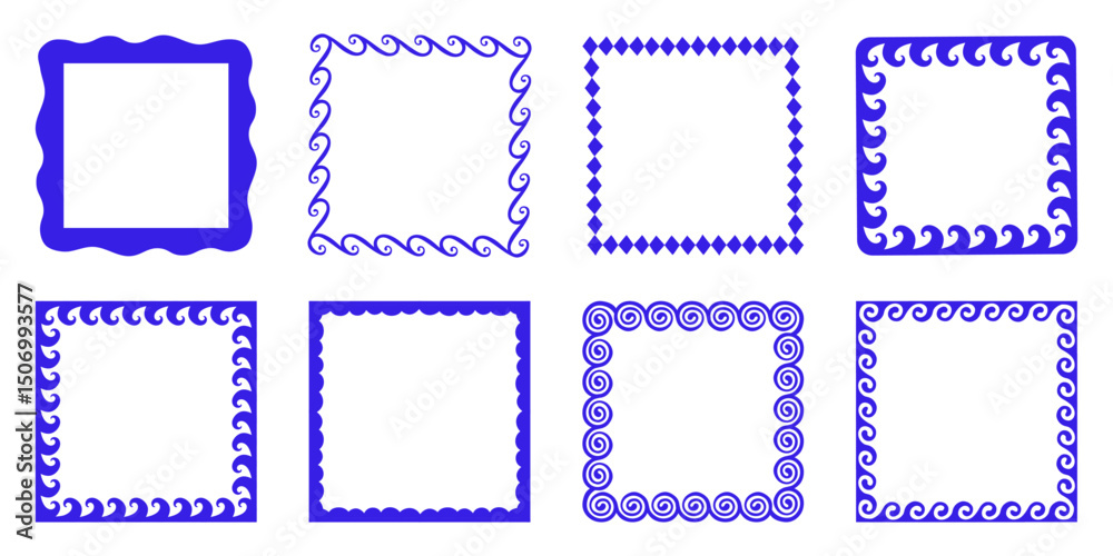Fototapete vector set of hand drawn cut out style frames and borders - abstract design elements for decoration 