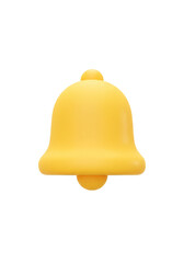 3d Icon of a Notification Bell in Yellow Color with Alert Ring and Sign