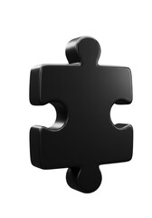 3d Illustration of Black Puzzle Piece Isolated on Transparent Background