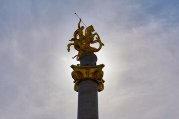 St. George statue at Freedom Square in Tbilisi, Georgia