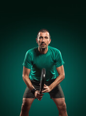 Padel player ready for competition, ideal for advertising padel gear, social media sports content,...