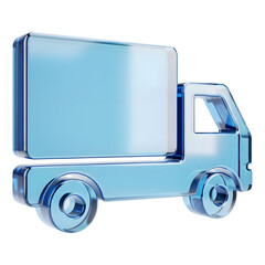 Blue Glass Truck Icon Delivery Transportation 3D Render