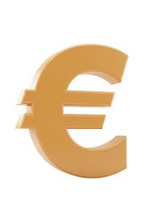 3D Illustration of Golden Euro Currency Symbol Isolated on Transparent Background