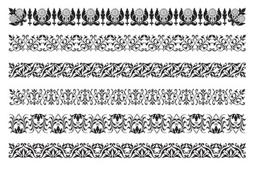 Set of decorative seamless ornamental border and corner- Vector modular