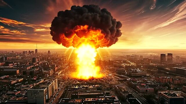 Nuclear explosion over city