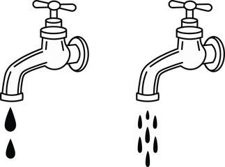faucet with a drop of water, Faucet with Dripping Water Illustration
