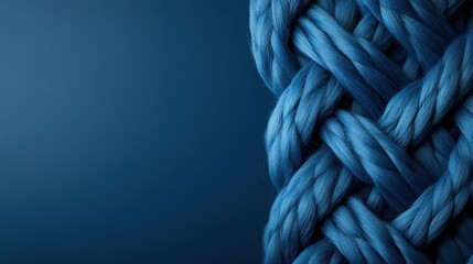 An artistic close-up of braided blue hair against a deep blue background, emphasizing texture and color while highlighting beauty and creativity in hair styling.