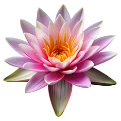 Pink water lily flower blossom isolated on a white background png ai generated