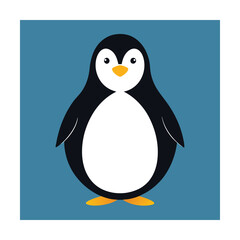 Naklejka premium Adorable cartoon penguin illustration on a teal background simple and modern vector design