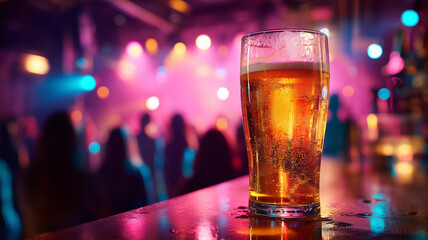 ナイトクラブのビールと賑やかな夜の雰囲気