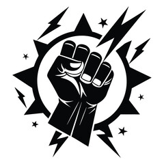 Clenched Fist Protest Symbol Line Art