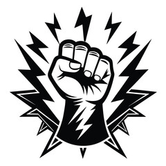 Obraz premium Black and White Clenched Fist Bold Graphic Art