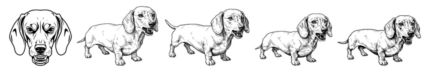 Vector outlines of Dachshund dogs
