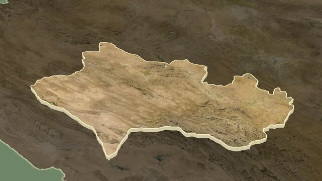 Lorestan, Iran, extruded. Satellite map