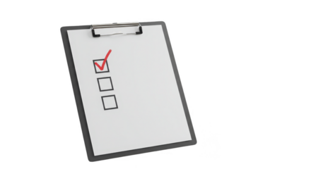 3D Render Checklist Clipboard with Check Marks Isolated Transparent Background