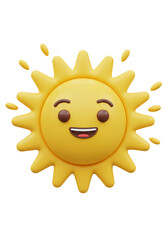 Fototapeta premium 3d Render Cartoon Yellow Sun with Transparent Background Illustration