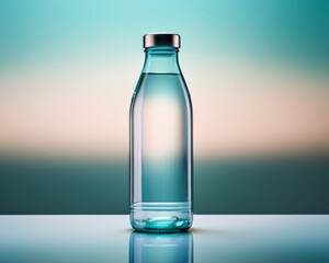 Transparent plastic bottle of fresh mineral water
