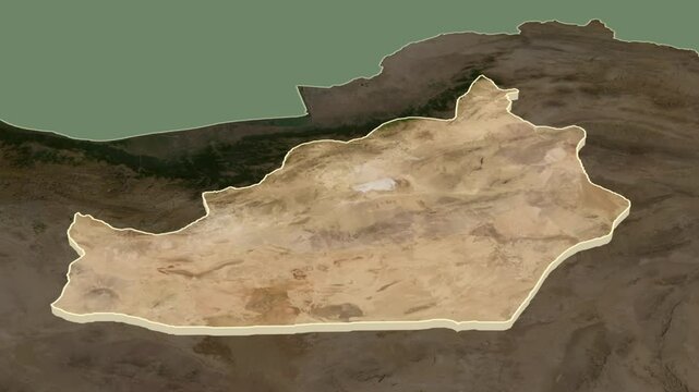 Semnan, Iran, extruded. Satellite map