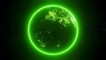Fototapeta premium A glowing green holographic representation of Planet Earth, set against a backdrop of stars, emphasizing a digital or futuristic perspective