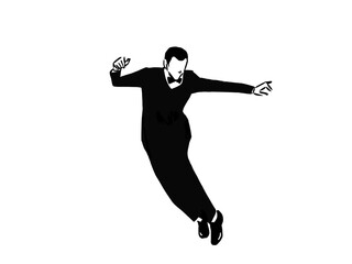 Fototapeta na wymiar つま先立ちして踊る男性　png