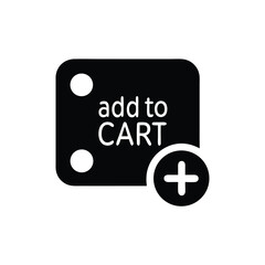Black Rounded Square Shape With Add to Cart Text, Two White Dots, Plus Sign Icon