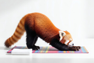 Panda roux guitariste faisant du yoga