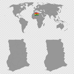 Ghana Map Set with World Location.