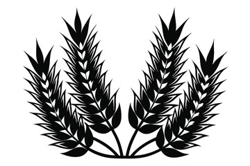 Graphic Black Silhouette of Wheat Stalks Forming a SemiCircular Shape Vector Image