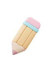 3D Rendered Illustration Of A Yellow Pencil With Eraser Cartoon Style
