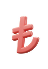 Obraz premium 3d Rendered Turkish Lira Symbol in Red on Black Transparent Background