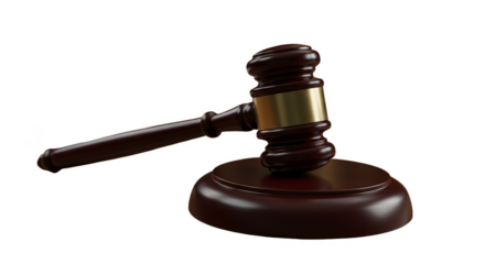 3d Rendered Wood and Gold Gavel Transparent Background Court Justice