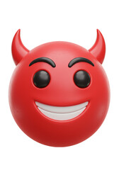 Obraz premium 3d Rendering Devil Emoji with Red Face Isolated on Transparent Background