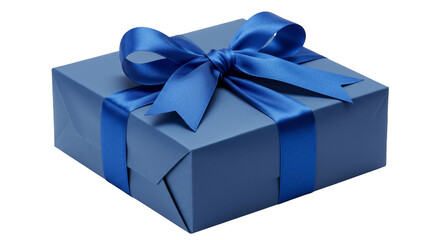 Obraz premium Isolated Illustration of Blue Gift Box with Ribbon on Transparent Background