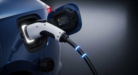 Electric Car Charging on Blue Car