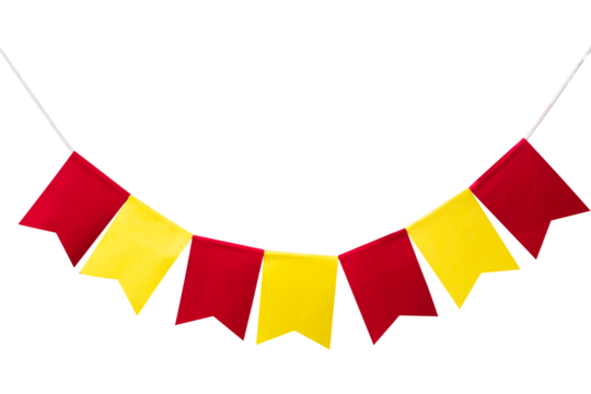 red and yellow flag party isolated on white