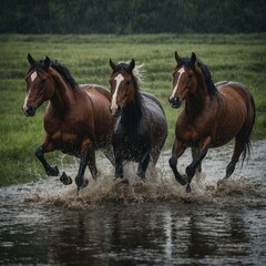 Obraz premium two horses on the beach