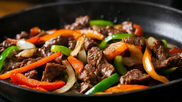 stir fried vegetables and meat beef