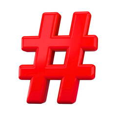 Obraz premium Isolated Red Hashtag Symbol 3D Render isolated on white background