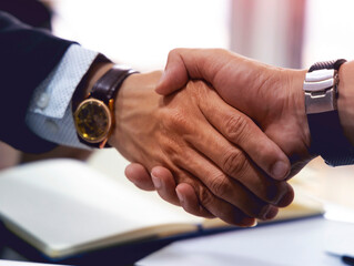 Businessteam of deal which handshake man and Success concept of handshaking after successful deal...