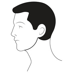 Vintage vector illustration of a woman's face and hair in black silhouette profile, a beautiful fashion design icon
