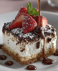 Flying Dessert Scene With Cr?me Horns, Berries, and Whipped Cream Splash
